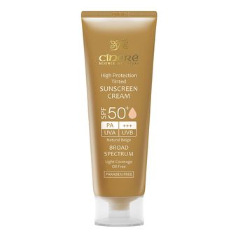 کرم ضد آفتاب رنگی سینره، SPF 50، مدل Natural Beige، مناسب انواع پوست با تنالیته متوسط و حجم 50 میلی‌لیتر، محافظت‌کننده در برابر