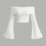 کراپ یقه قایقی آستین کلوش