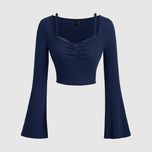 کراپ آستین کلوش یقه خشت گیپور دار