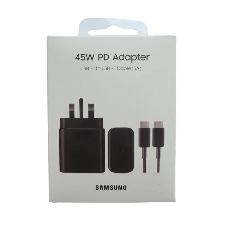 شارژر دیواری سامسونگ 45 وات مدل ep-ta845 nbegcn به همراه کابل تبدیل USB-C