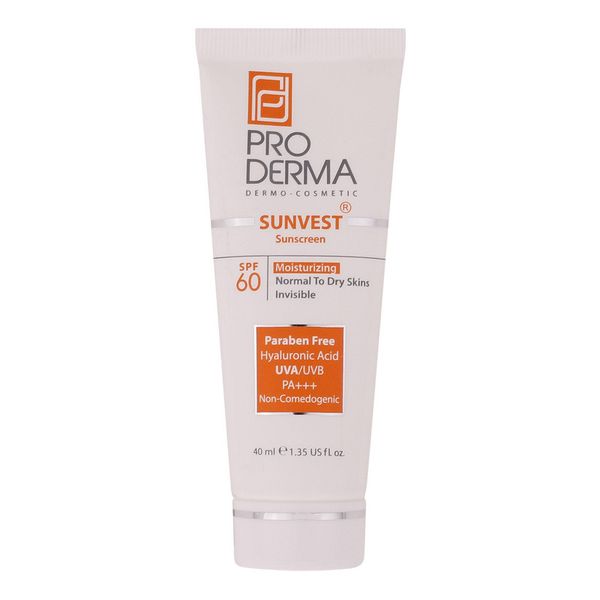 کرم ضدآفتاب پرودرما مدل 60 Sunvest، حجم 40 میلیلیتر