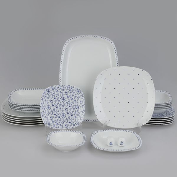 سرویس غذاخوری 27 پارچه 6 نفر چینی زرین ایران مدل کواترو ورنیکا درجه عالی