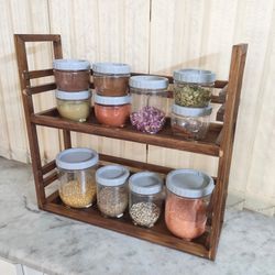 استند چوبی دو طبقه آشپزخانه مدل رومیزی