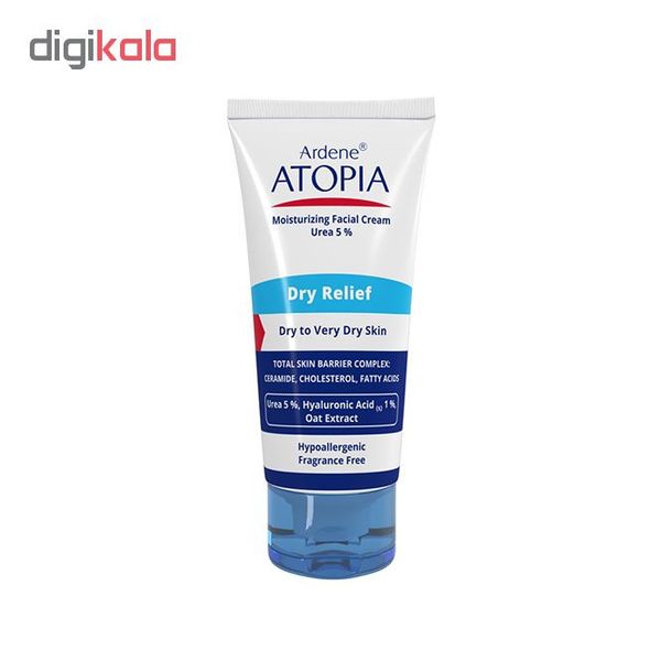 کرم مرطوبکننده صورت آردن آتوپیا، مدل Dry Relief، مناسب پوستهای خشک، خیلی خشک و حساس، با عصاره جو دوسر، حاوی سرامید، کلسترول و