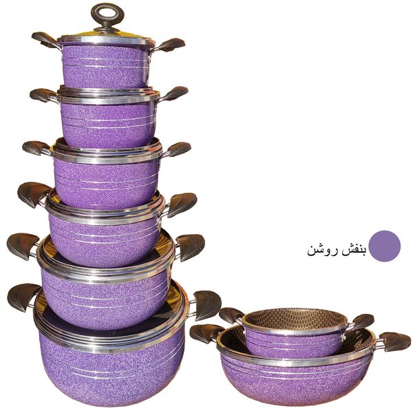 سرویس پخت و پز 14 پارچه هلنا طرح چدن مدل 55410