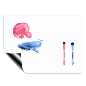 تخته وایت برد مدل انعطاف پذیر مغناطیسی سایز 40x28 سانتی متر به همراه ماژیک بسته 3 عددی