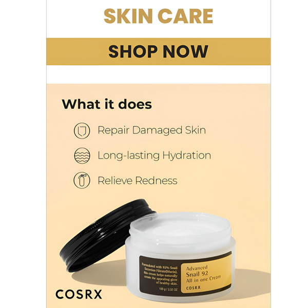 کرم آبرسان و مرطوب کننده چندمنظوره کوزارکس COSRX Advanced Snail 92 All in One Cream 100g