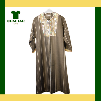 مانتو کار شده یقه هندی