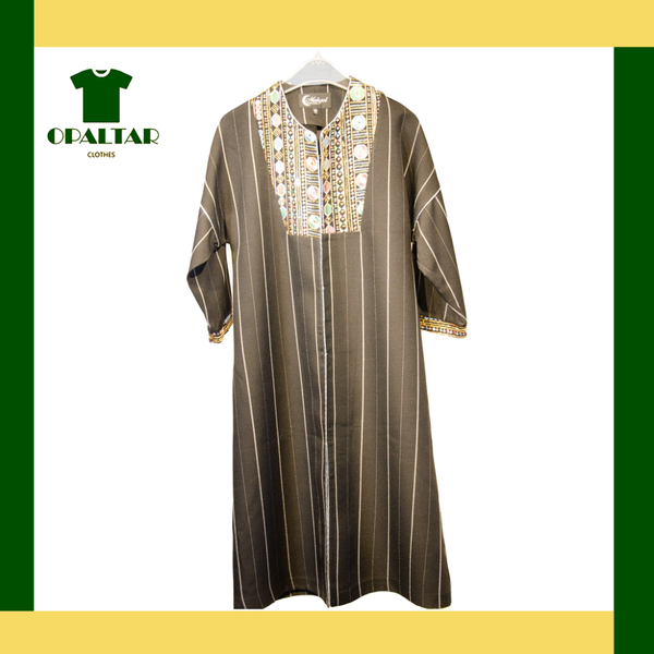 مانتو کار شده یقه هندی