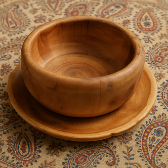 کاسه و بشقاب چوبی
