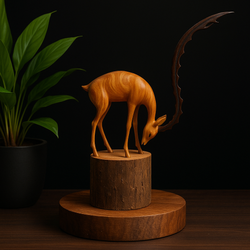 مجسمه چوبی مدل غزال سرخم