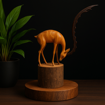 مجسمه چوبی مدل غزال سرخم