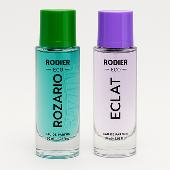 عطر جیبی مردانه و زنانه رودیر مدل ROZARIO و ECLAT حجم 30 میلی لیتر مجموعه 2 عددی
