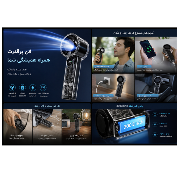 فن دستی هوشمند مدل X05 (با قابلیت کمپرس یخ)