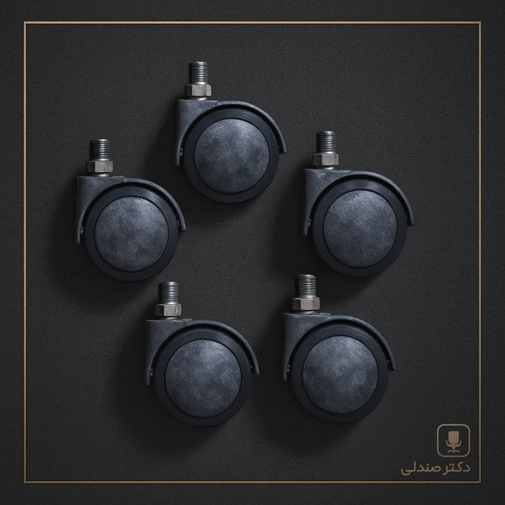 چرخ صندلی اداری مدل طرح pvc پیچ سایز 12 بسته 5عددی(ارسال فوری،ضمانت یکساله دکتر صندلی،3روز مهلت تست)