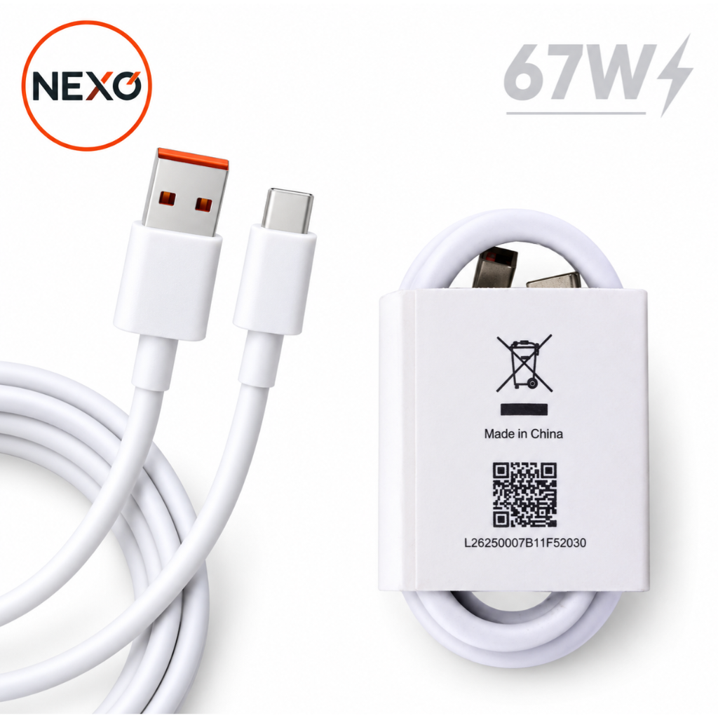 کابل67وات XIAOMI مدل TURBO Charge ویژگی IC دار ثانیه شمار درصد ریز 100% با کارایی اورجینال