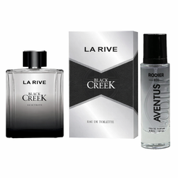 ادوتویلت مردانه لاریو مدل Black Creek حجم 100 میلی لیتر به همراه عطر جیبی مردانه رودیر مدل اونتوس حجم 30 میلی لیتر