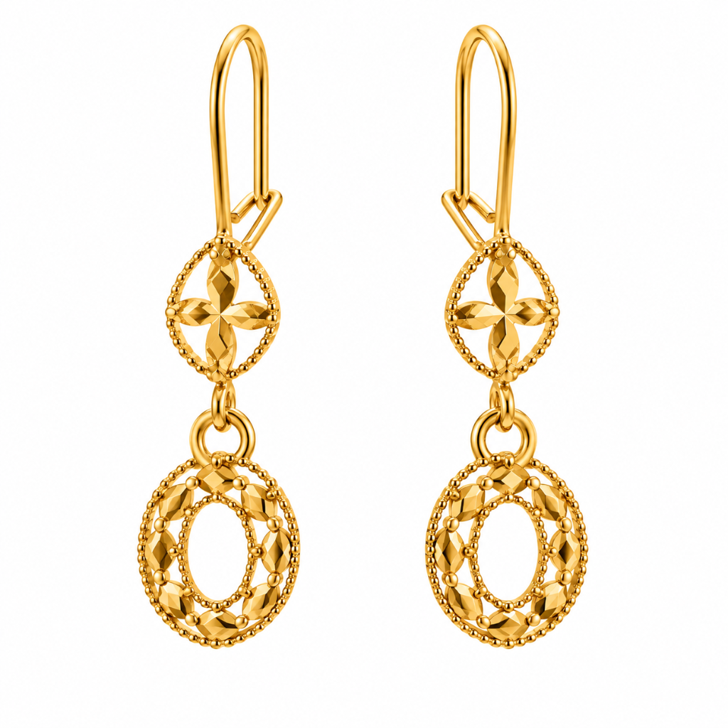 گوشواره کم اجرت 18 عیار تراش میا گالری