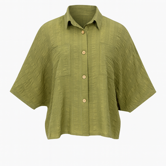 شومیز شانتون خفاشی آستین سه ربع بوخی کدP128