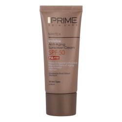 کرم ضدآفتاب و جوان‌کننده بی‌رنگ پرایم SPF50 مدل Matex مناسب انواع پوست، حجم 40 میلی‌لیتر