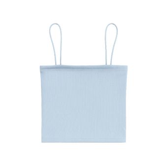 کراپ‌تاپ زنانه مدل کبریتی بند ماکارون رنگ آبی روشن