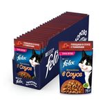 پوچ گربه ی بالغ فلیکس با طعم گوشت گاو و گوجه در سس/ Felix pouch wet cat food with beef & tomato in sauce