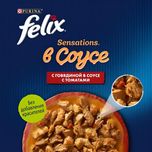 پوچ گربه ی بالغ فلیکس با طعم گوشت گاو و گوجه در سس/ Felix pouch wet cat food with beef & tomato in sauce