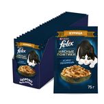 پوچ گربه ی بالغ فلیکس با طعم مرغ در سس/ Felix pouch wet cat food with chicken in sauce