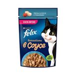 پوچ گربه ی بالغ فلیکس با طعم ماهی کاد و گوجه در سس/ Felix pouch wet cat food with cod & tomato in sauce