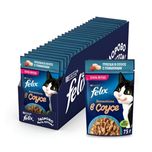 پوچ گربه ی بالغ فلیکس با طعم ماهی کاد و گوجه در سس/ Felix pouch wet cat food with cod & tomato in sauce