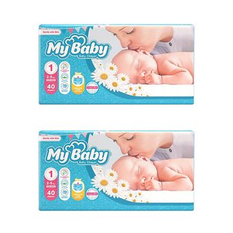 پوشک مای بیبی مدل مهربان با پوست سایز 1 دو بسته 40 عددی