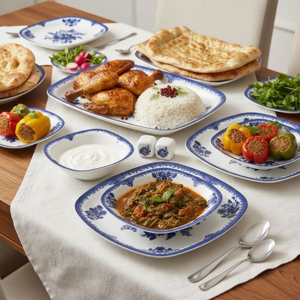 سرویس غذاخوری 27 پارچه 6 نفر چینی زرین ایران مدل فلورانس سری کواترو درجه عالی