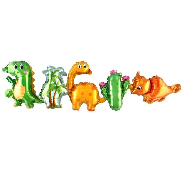 بادکنک فویلی مدل ریسه طرح اژدها و دایناسور مینی