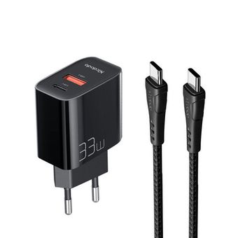 شارژر دیواری 33 وات 2 پورت مک دودو مدل CH-092 به همراه کابل دوسر Type-C با گارانتی شرکتی