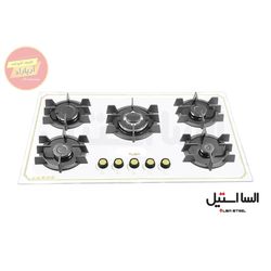 اجاق گاز 5 شعله شیشه ای سفید ایرانی G522 السا استیل