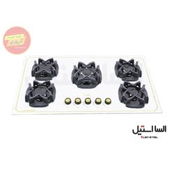اجاق گاز 5 شعله شیشه ای سفید ایرانی G525 السا استیل