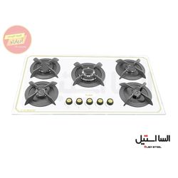 اجاق گاز 5 شعله شیشه ای سفید ایرانی G528 السا استیل
