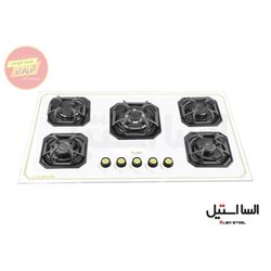 اجاق گاز 5 شعله شیشه ای سفید ایرانی G531 السا استیل