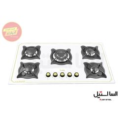 اجاق گاز 5 شعله شیشه ای سفید ایرانی G537 السا استیل