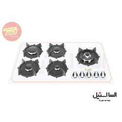 اجاق گاز 5 شعله شیشه ای سفید ایرانی G544 السا استیل