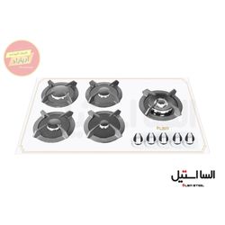 اجاق گاز 5 شعله شیشه ای سفید ایرانی G547 السا استیل
