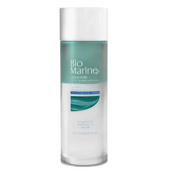 محلول پاک کننده آرایش چشم و لب بایومارین مدل AQUA PURE حجم 120 میلی لیتر