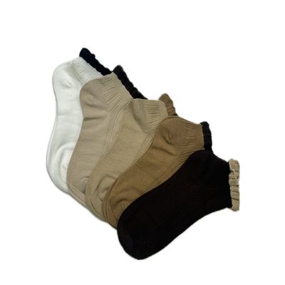 جوراب ساق کوتاه زنانه مدل لبه گیپور بسته 5 عددی