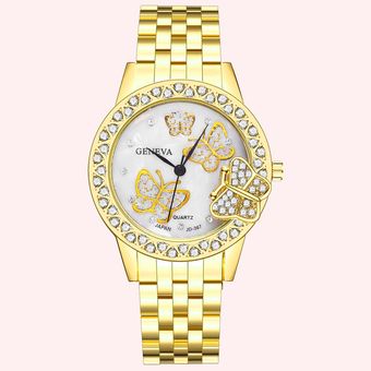 ساعت مچی عقربه ای زنانه مدل پروانه فول نگین کد LOX-TA1