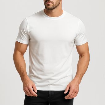 تی شرت آستین کوتاه مردانه رانژ مدل   ساده کد 23RA05 - 422 رنگ شیری