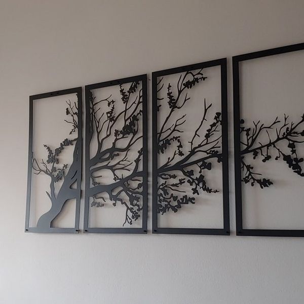 تابلو چوبی آماتیس مدل درخت مجموعه 4 عددی*606