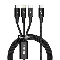 کابل تبدیل USB-C به لایتنینگ/USB-C/microUSB باسئوس مدل Rapid Series 3-IN-1 طول 1.5 متر