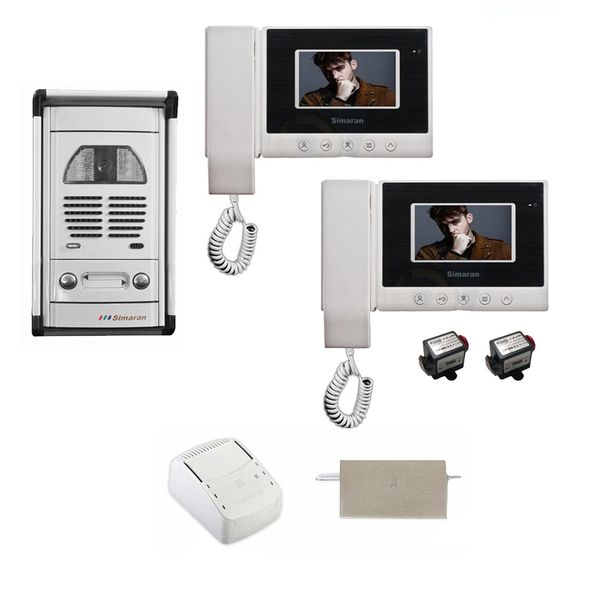 مجموعه دربازکن تصویری سیماران مدل 43HS-VFC2D دو طبقه به همراه محافظ ولتاژ مانیتور