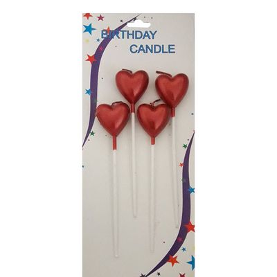 شمع تولد طرح قلب  بسته 4عددی
