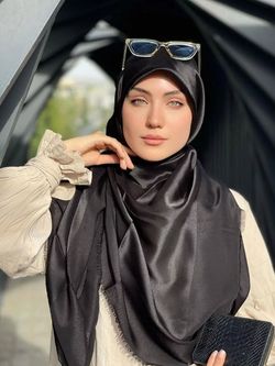 روسری بامبو مشکی (دورو) قواره 120